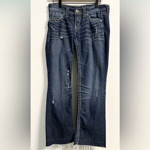 Silver Jeans Lola 17 Low Rise Flare Jeans W29 L31 Distressed Y2K Denim